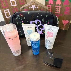 Lancome Skincare and Makeup Set with Hand painted Floral Bag. NEW!